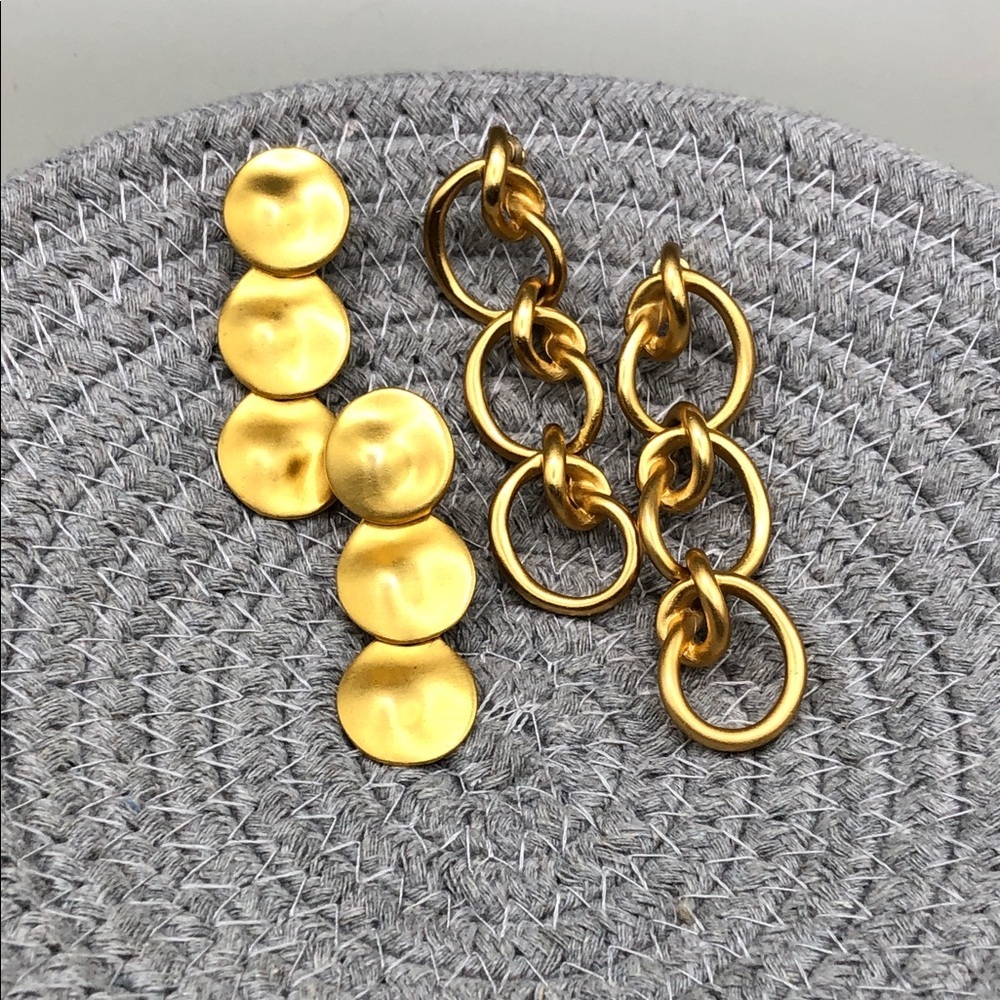 Modernist Gold Tone Dangle Drop Earrings Bundle
